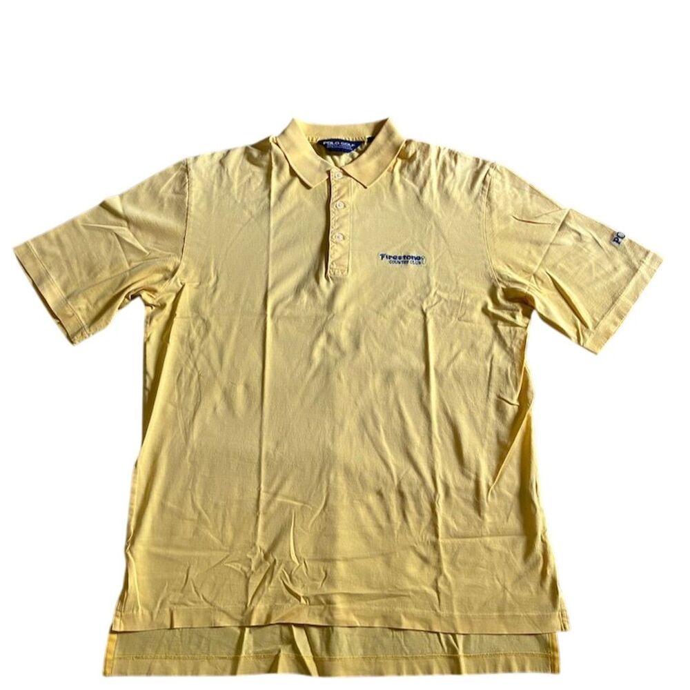 Polo Golf‎ Ralph Lauren Men's M Yellow Polo Shirt Firestone  country club Logo